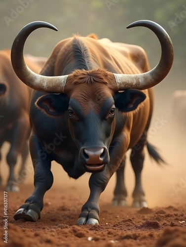 fighting bull with big horns
