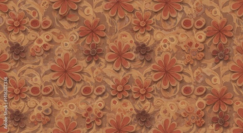 Earthy Floral Pattern with Vintage Style and Warm Tones Background
