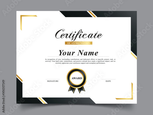 Certificate of appreciation black template clipart. Appreciation award editable clip art in formal document achievement template design vector illustration.   
