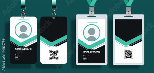 Card ID clipart template set. Identification badge modern clip art collection for employee office company and school personal identity editable design vector illustration.  
