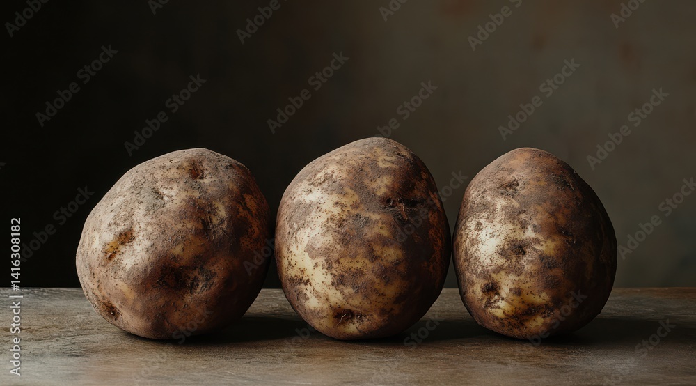 Three Potatoes on a Table Three Potatoes on a Table