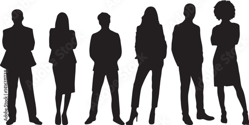 Set of diverse Business Team Silhouettes