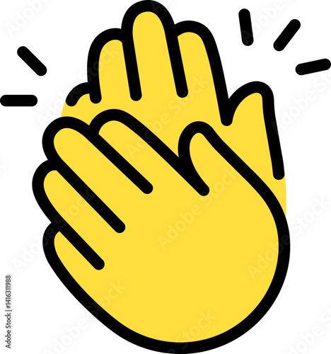 Clapping hands, congratulate, appreciation Cute Cartoon Hand Logo Icons yellow color, Chubby finger emoji sticker sign symbol, editable stroke.