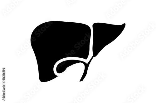 Vector illustration of human liver and gallbladder icon on white background.