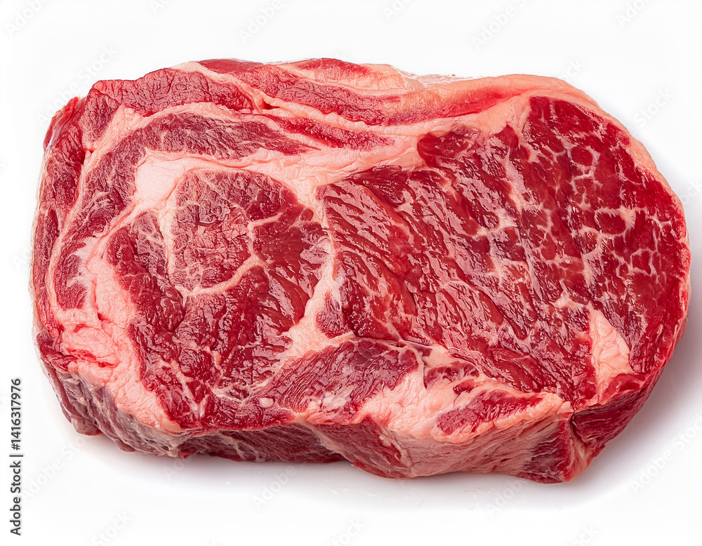 Fototapeta premium Fresh Raw Beef Steak A Close Up View of Red Meat Ready for Cooking