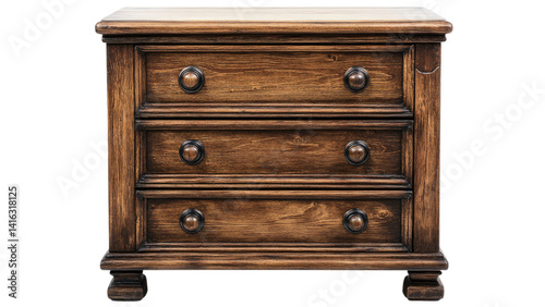 Elegant Three-Drawer Wooden Chest of Drawers Rustic Brown Finish