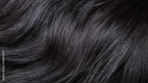 closeup: the fur of a long-haired black chiweenie dog; background orientation
