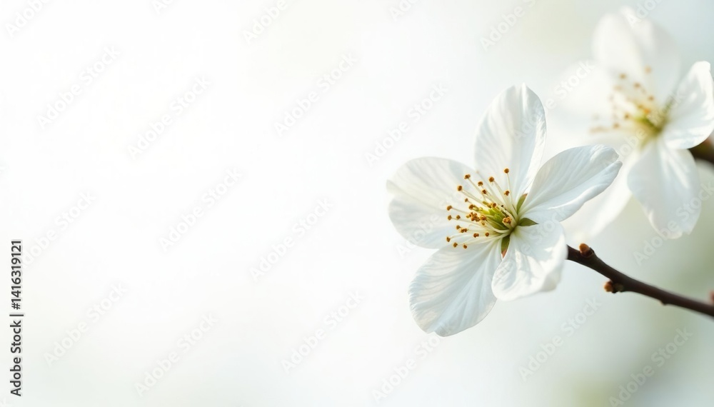 Delicate white blossom against pure white backdrop, garden, bright, photography Delicate white blossom against pure white backdrop, garden, bright, photography