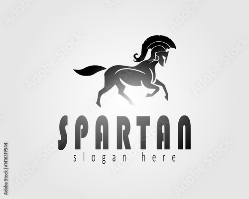Spartan logo design, with the concept of a Spartan helmet and horse body