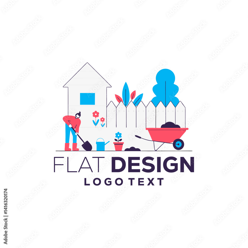 Fototapeta premium Crop care concept. Farmer woman watering plants and bushes at garden situation. Gardening