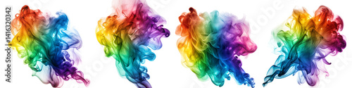 Colorful smoke image isolated on transparent background.