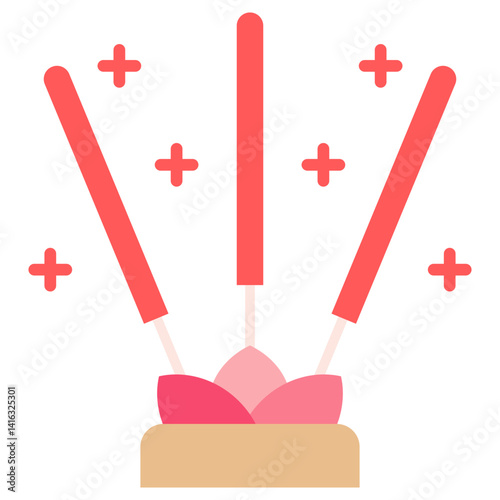 Incense Stick flat color, mini illustration icon, related to relaxation, spa, wellness and more. Vector EPS 10 for modern concept, print, UI, UX kit, web and app development