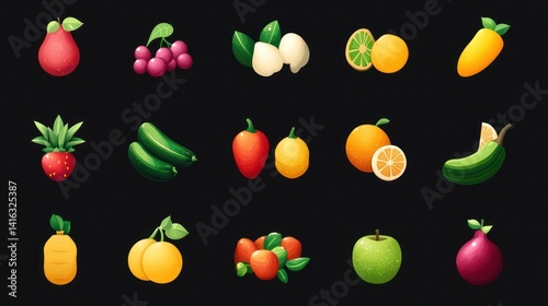 Wallpaper Mural Vibrant Collection of Fresh Fruits and Vegetables Torontodigital.ca