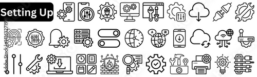 "Setting up" Relsted line icon pack