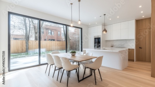 Wallpaper Mural Modern, bright kitchen/dining area with expansive patio views Torontodigital.ca