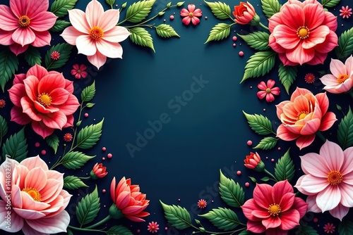 Continuous blooming flowers, intricate design, illustration, nature, background pattern