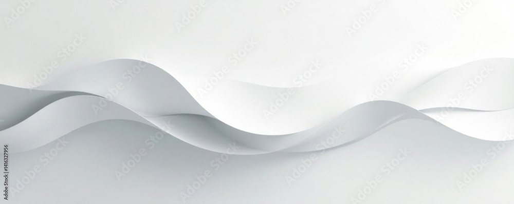 Obraz premium Minimalist wave motif in white and gray tones on a neutral background with subtle gradient effect , texture, modern aesthetic