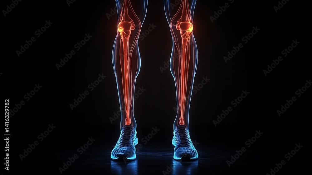 Human Leg Anatomy: Tibia and Fibula, 3D Render Human Leg Anatomy: Tibia and Fibula, 3D Render