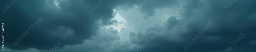 Fototapeta premium Heavy, dark gray clouds dominate a somber sky , somber sky, weather photography