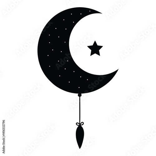 Crescent Moon Shaped Balloon With Dangling Star Charm