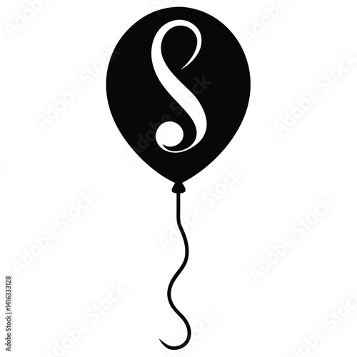 Balloon Shaped Like Musical Note With Wavy String