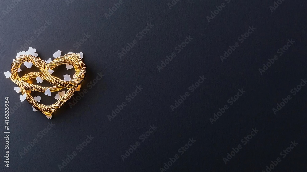 Naklejka premium Intricate gold heart design close up texture romantic symbol