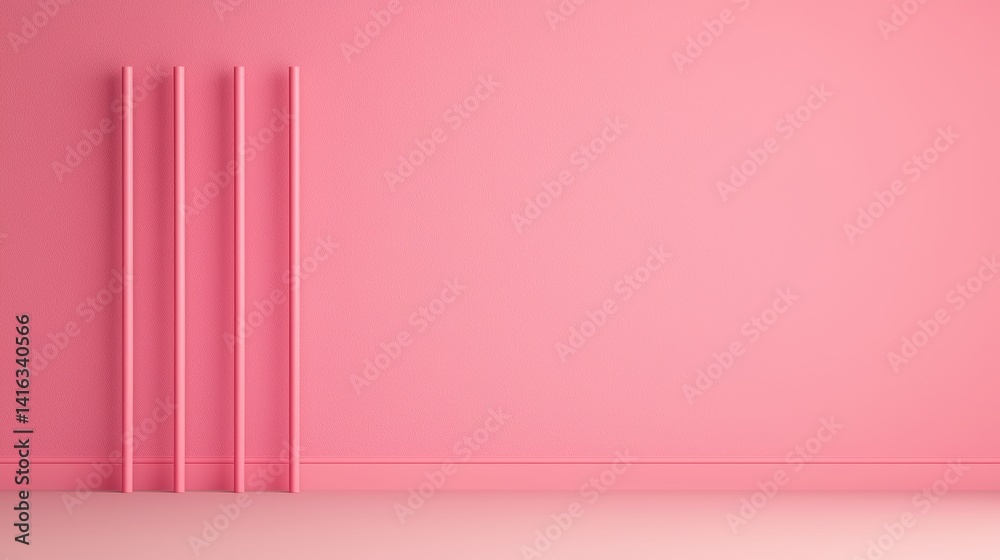Abstract 3D Representation of a Building Structure with Crane Element in Pink Background Abstract 3D Representation of a Building Structure with Crane Element in Pink Background