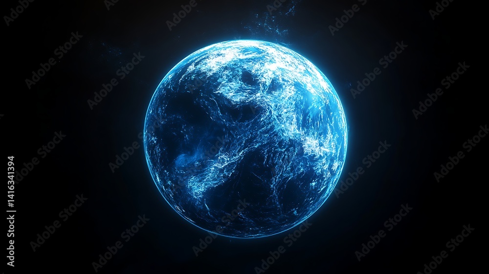Glowing Digital Earth with Network Lines, A glowing digital representation of Earth with visible continents and network lines Glowing Digital Earth with Network Lines, A glowing digital representation of Earth with visible continents and network lines