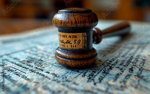 Close Up of Vintage Wooden Stamp on Ancient Document Wax Seal Old-World Legal or Historical Concept
