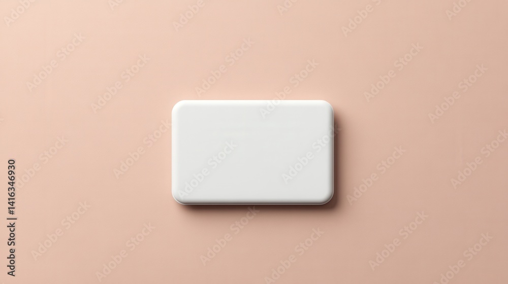 Blank white rectangular button on a peach background Blank white rectangular button on a peach background