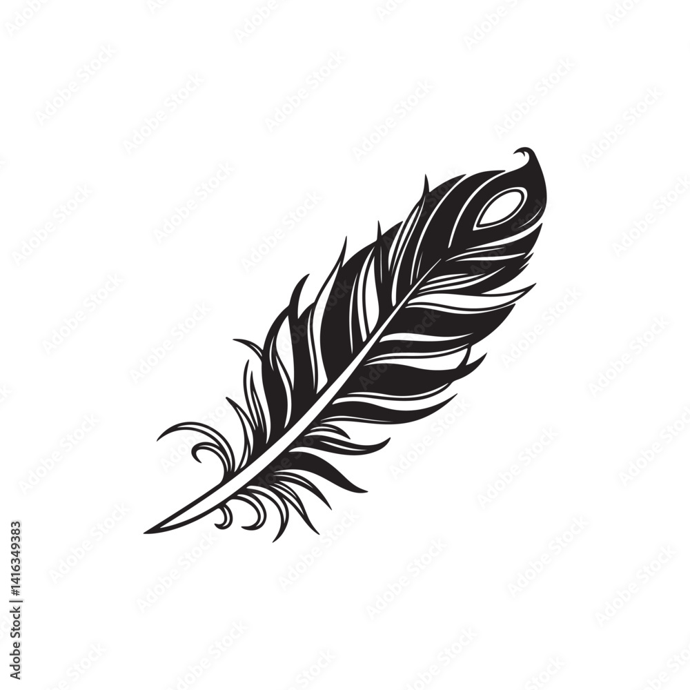 Fototapeta premium Fluffy feather silhouette