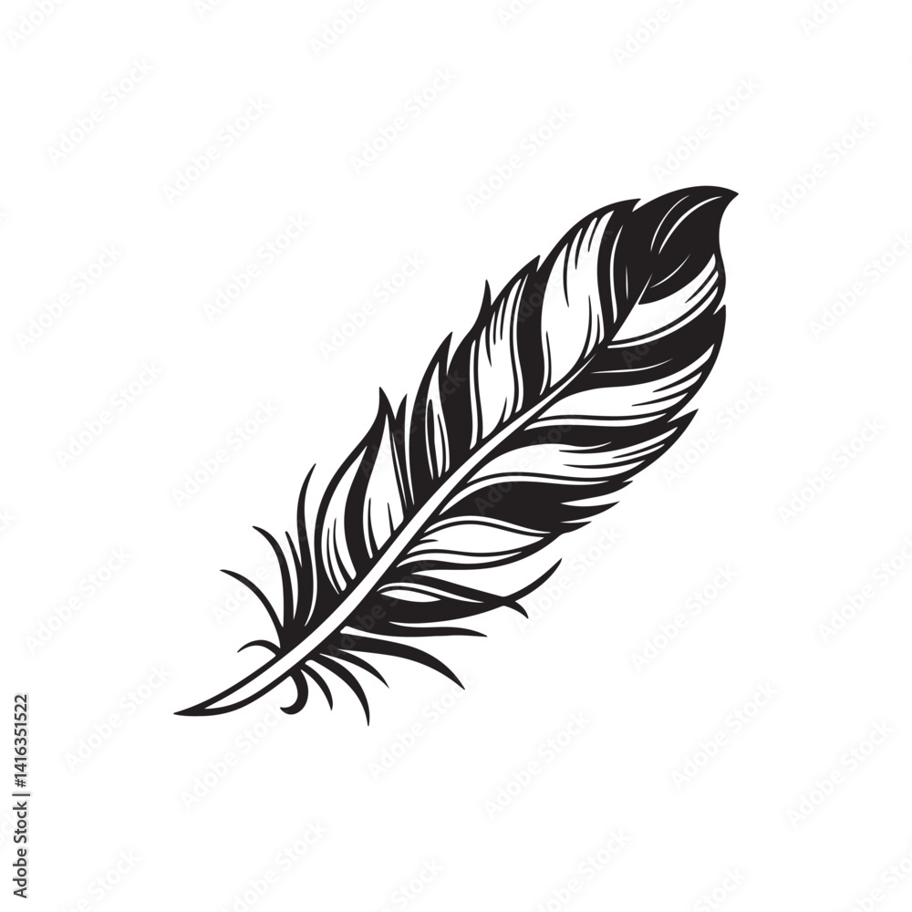 Fototapeta premium Fluffy feather silhouette