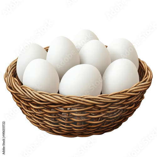 Wallpaper Mural White eggs in a basket isolated on transparent background. Torontodigital.ca