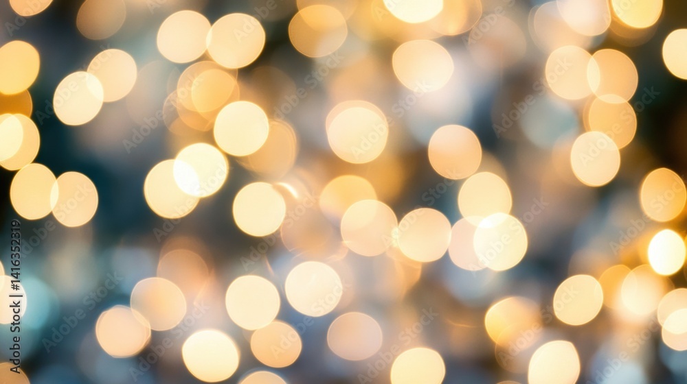 Fototapeta premium Soft, shimmering lights twinkle in a joyful display, enhancing the ambiance of a lively winter gathering under the night sky