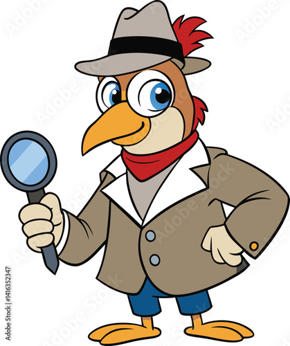 cartoon detective with magnifying glass