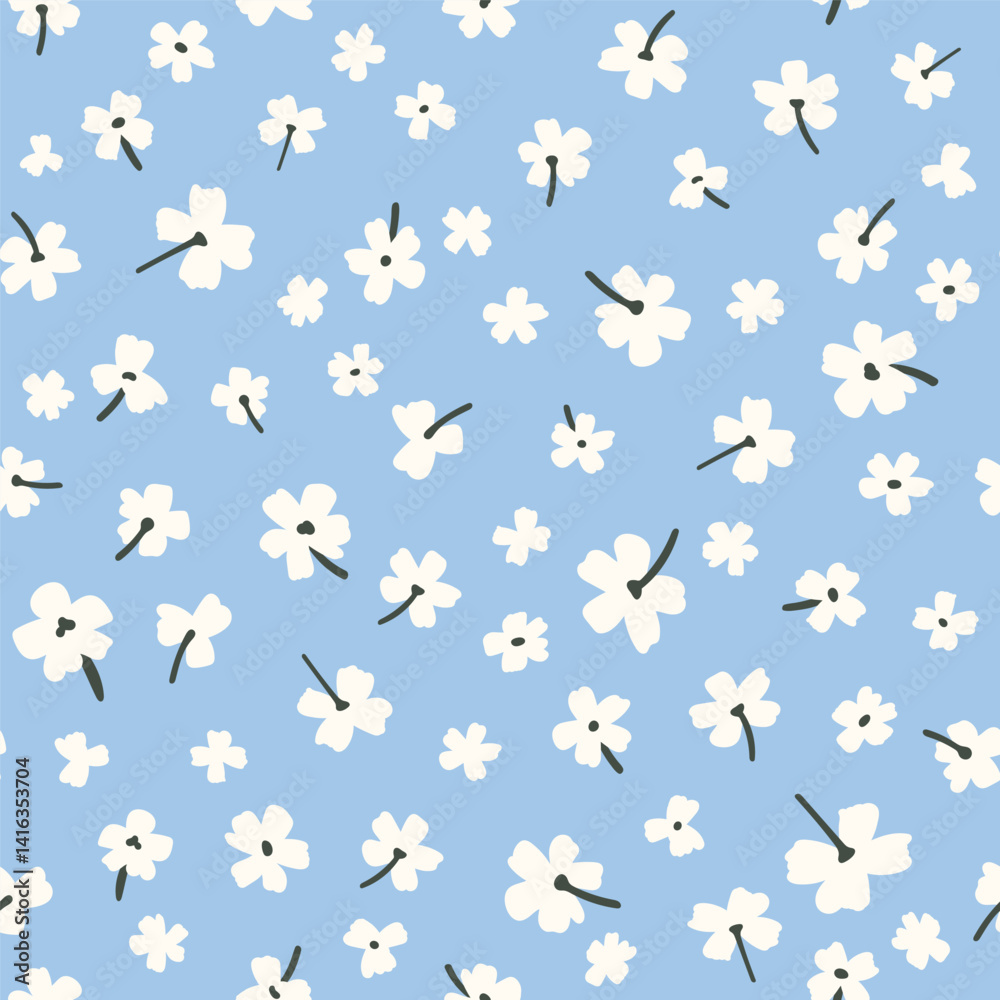 Groovy botanical vector seamless pattern. Cute hand drawn ditsy all over surface print. Nostalgic doll style retro background. Groovy botanical vector seamless pattern. Cute hand drawn ditsy all over surface print. Nostalgic doll style retro background.