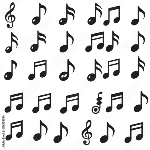 music notes icon silhouettes