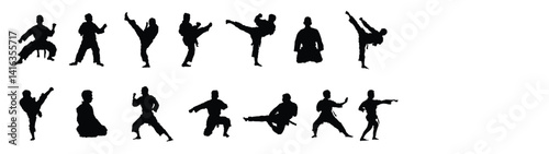 A vector collection of martial arts poses for artwork compositions Vector.