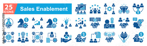 Sales Enablement Icon Sheet Presentation, Success, Organization, Value, Conversion, Sales Enablement, Startegy, Sales, Goal, Empowerment, Sales Team, Negotiation, Sales Representative, Collaboration