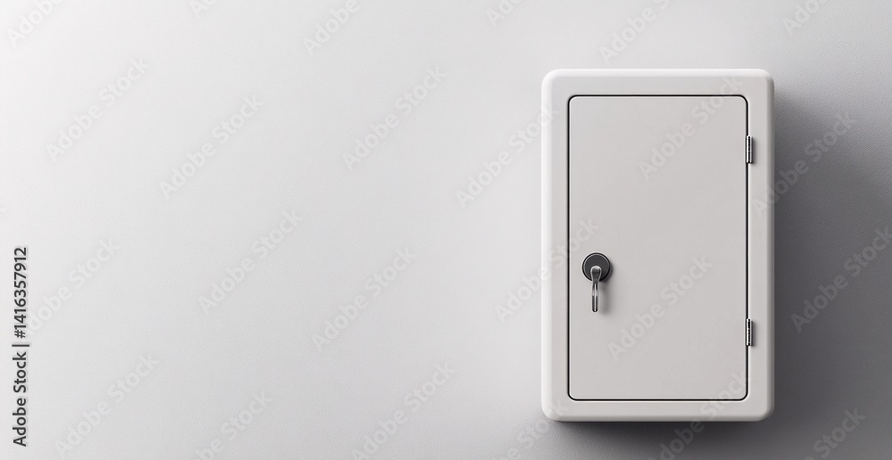 A white box with a keyhole on the front A white box with a keyhole on the front