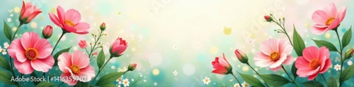 Vibrant floral abstract with pastel colors and fresh greenery , green, nature