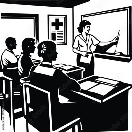 Teacher Leading a Classroom Lesson at Whiteboard