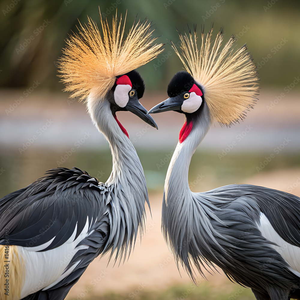 Fototapeta premium grey crowned crane