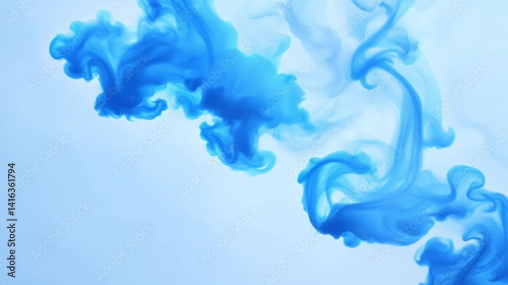 Static video, soft ambient light, cool tones, gentle interaction of light blue and sky blue gas clouds merging peacefully, generating subtle and fluid movements