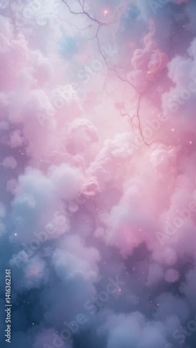 Dreamlike pastel clouds softly illuminated vertical composition. AI Generated