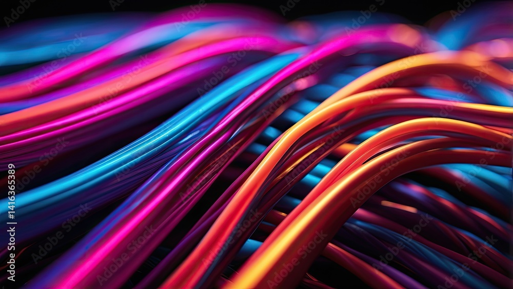 Abstract image featuring flowing, wave-like lines in vibrant shades of neon purple Abstract image featuring flowing, wave-like lines in vibrant shades of neon purple
