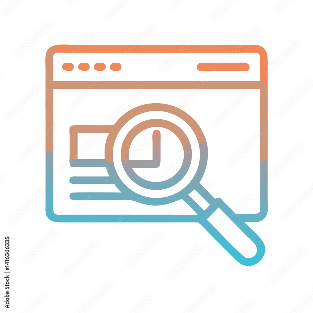 Browser with Magnifying Glass Icon Representing Web Search and Online Exploration Browser with Magnifying Glass Icon Representing Web Search and Online Exploration