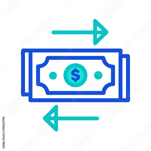 Currency Notes with Arrows Icon Representing Money Transfer and Financial Movement