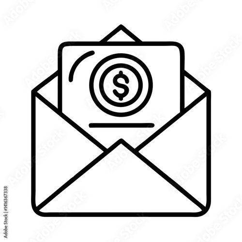 Envelope with Coin Icon Representing Donation and Charitable Contribution
