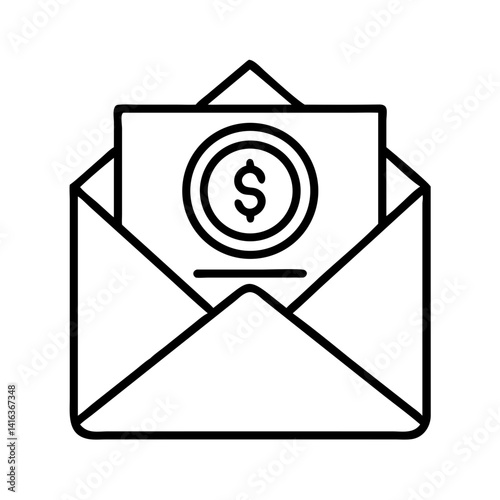 Envelope with Coin Icon Representing Donation and Charitable Contribution